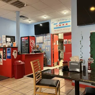 a man standing in a restaurant