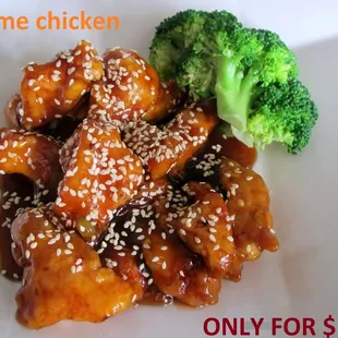 sesame chicken and broccoli