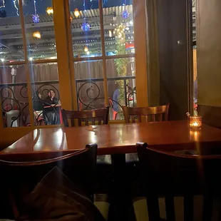 Looking out the window to the parklet