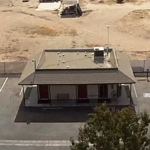 Aerial view of the centrally located bath house. Taken using a DJI Quadcopter with GoPro camera.