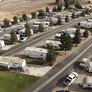Aerial view of rigs in the park. Taken using a DJI Quadcopter with GoPro camera.