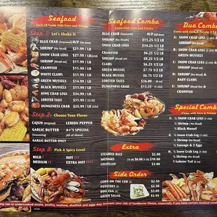 a menu for a seafood restaurant