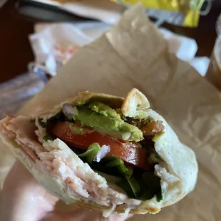 Turkey BLT wrap with avocado