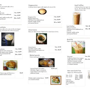 a coffee menu