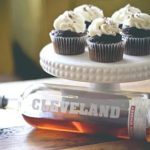 cupcakes and a bottle of beer