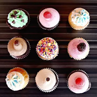 a variety of cupcakes