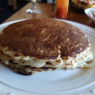 Hard pancakes burnt to a crisp.