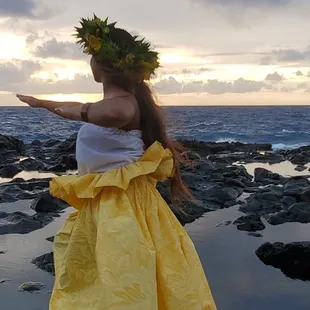 Dancing Hula while the sun rose. Visit www.adaywithakalei.com to learn how to dance hula today!