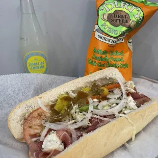Boylans soda / dirty chips / an Amazing sub w Prosciutto/fresh mozz w everything