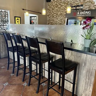 a row of bar stools