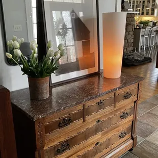 Our new dresser in our foyer