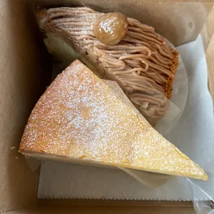 The cheesecake and chestnut cake