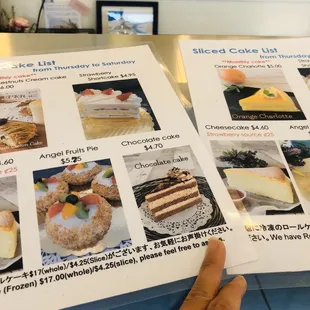  menu for desserts