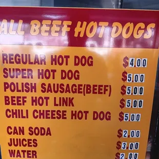 prices of hot dogs
