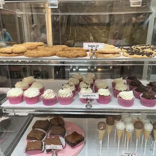 Brownies, cupcakes, cake pops, cookies