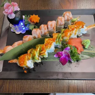 interior, sushi and sashimi