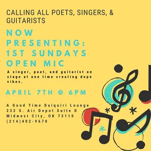 1st Sunday's open mic night!