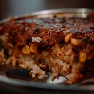 Baked Bolognese Sauce over Rice