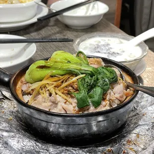 Pork Patty with Pickled Cabbage Stone Pot Rice