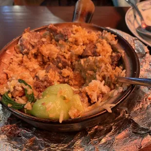 Beef Patty with Fresh Egg Stone Pot Rice