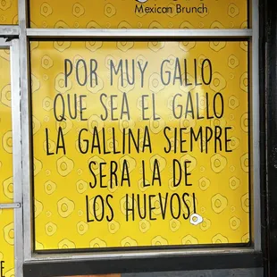 a sign in the window