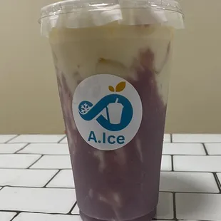 Taro milk tea with fresh taro
