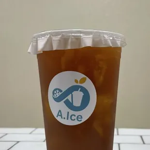 Peach black tea with peach pulp