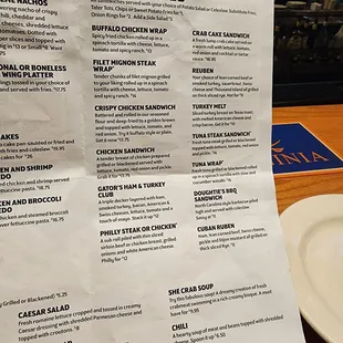 menu
