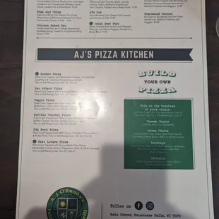 Menu /pizza menu