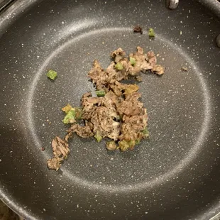 The amount of meat, peppers and cheese in my "pepper cheesesteak sandwich"!