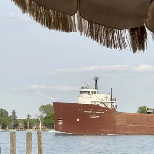 a large boat in the water