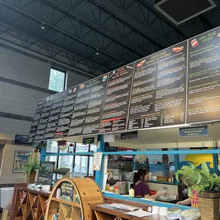 The extensive menu