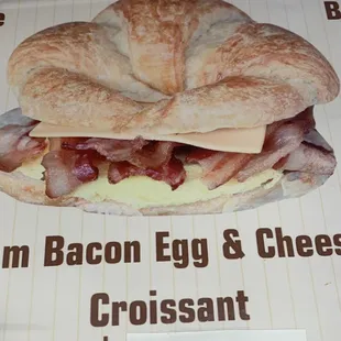  bacon egg and cheese croissant sandwich