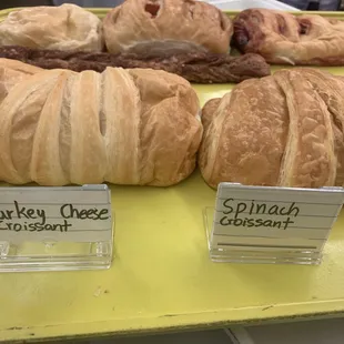 A new menu: turkey &amp; Swiss Cheese Croissants and Spinach &amp; Swiss Cheese Croissants