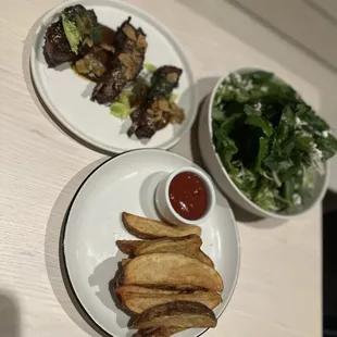 Ribs, salad, wedges