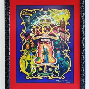Incredible Rex 2020 poster by Molly Magwire in a luxurious red silk mat and glossy ornate black frame.