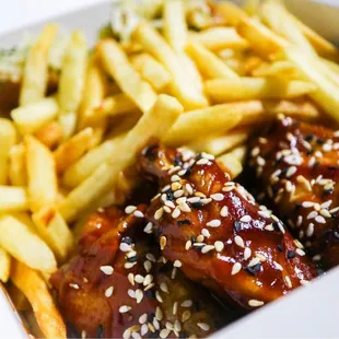 a close up of a box of food