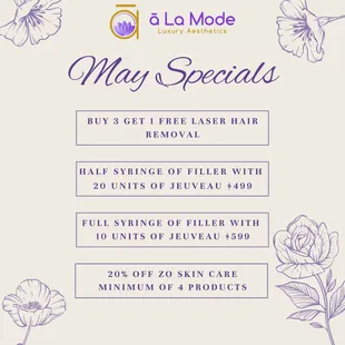 Refresh, rejuvenate, and reveal your radiance with our May specials at]. Pamper yourself to perfection this month!