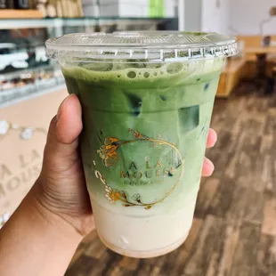 Iced Matcha Peach Latte