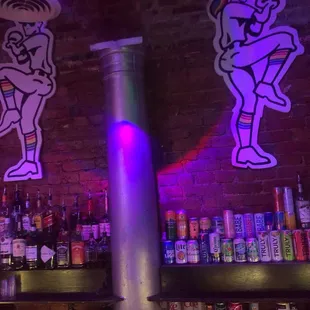 a bar with purple lighting
