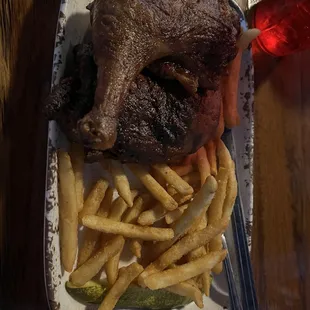 1/2 chicken leg &amp; thigh with fries.