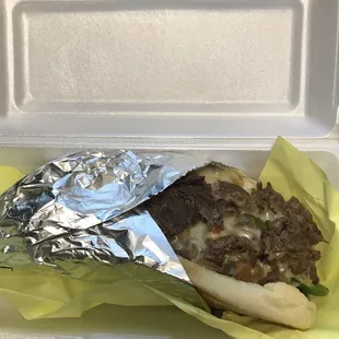 Philly cheesesteak sandwich  such a nice portion and packed with melted cheese