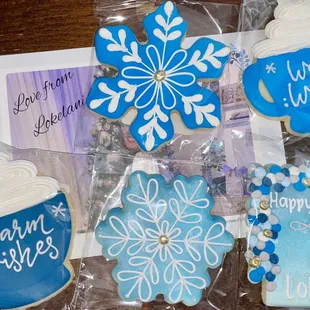 18th b-day, winter-themed cookies