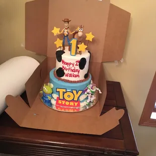 Toy Story 1st Birthday Cake with figures