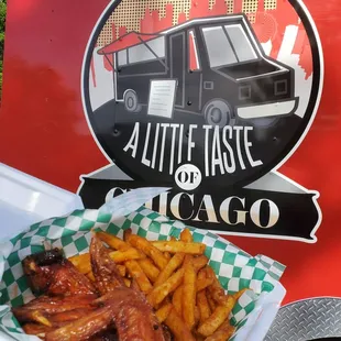 Chicken wings and fries