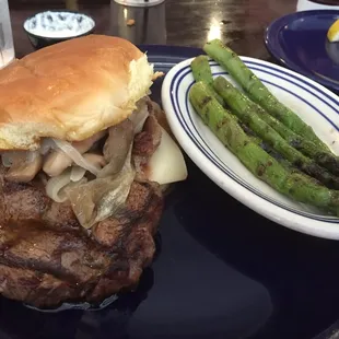 Steak sandwich with grilled asparagus!