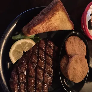 Cowgirl Ribeye with fried green tomatoes