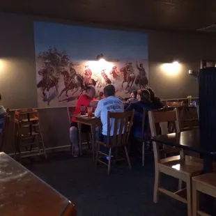 A picture in the restaurant.