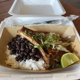 Chuleta with Black Beans and Rice