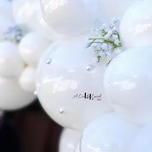backdrop balloons wedding ideas baby breath floral flowers set up decor balloon garland bridal shower birthday party mimosa bar arch Manteca